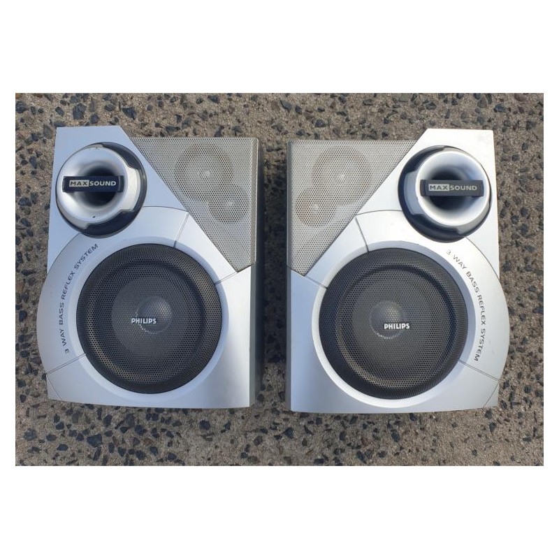 Pair of Vintage Philips 3 Way Bass Reflex System Speakers