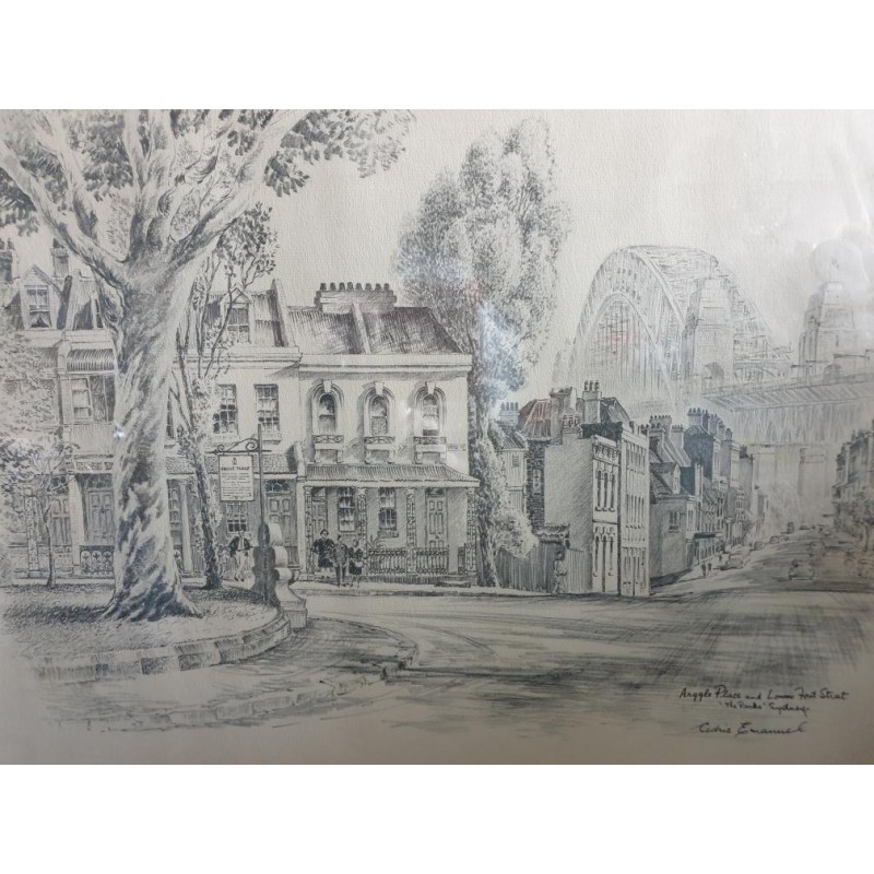 Vintage Print by Cedric Emanuel  - Title: Argyle Place & Lower Fort Street