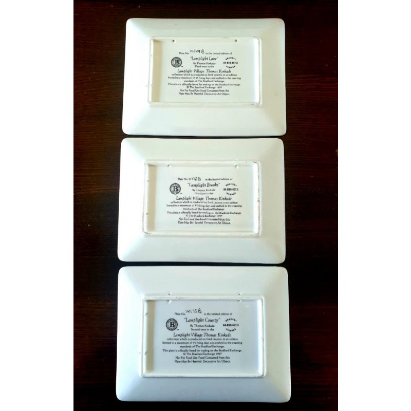 Vintage Collectable Plates - Set of 3 - Series: Lamplight Village - Artist: Thomas Kinkade