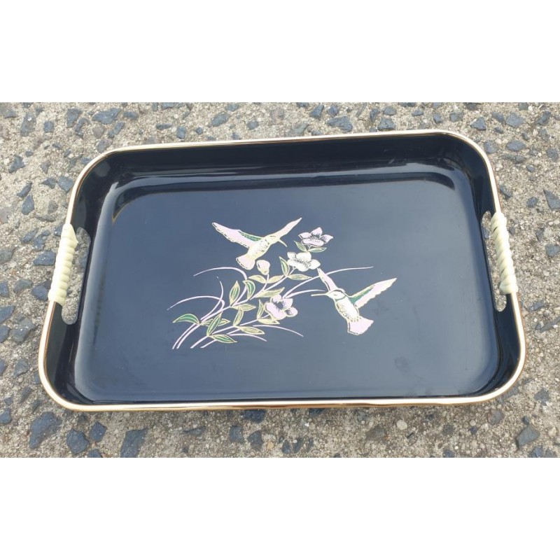 Vintage Retro Black Lacquer Nesting Tray