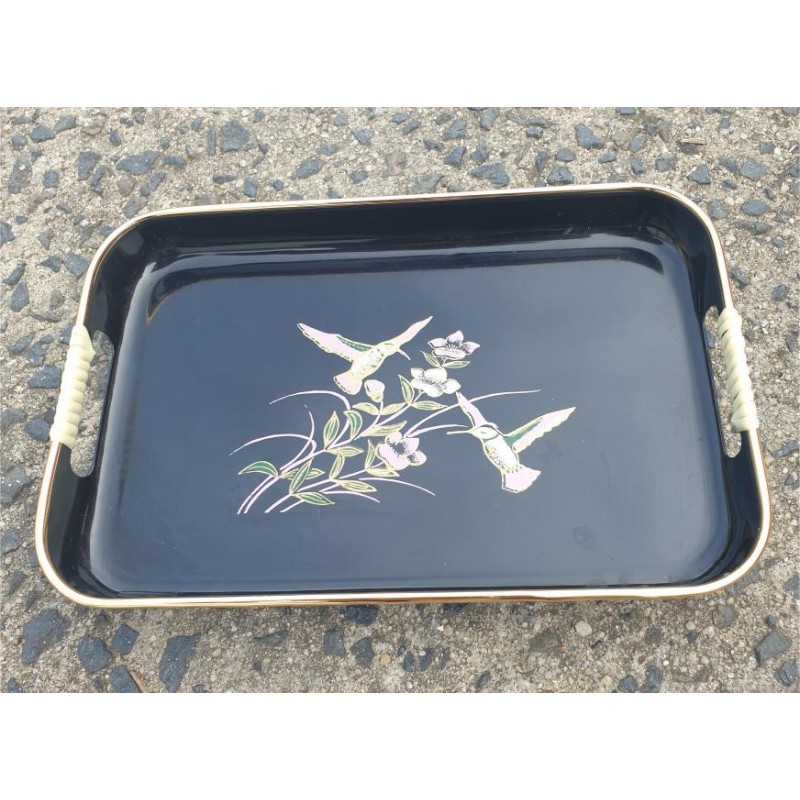 Vintage Retro Black Lacquer Nesting Tray