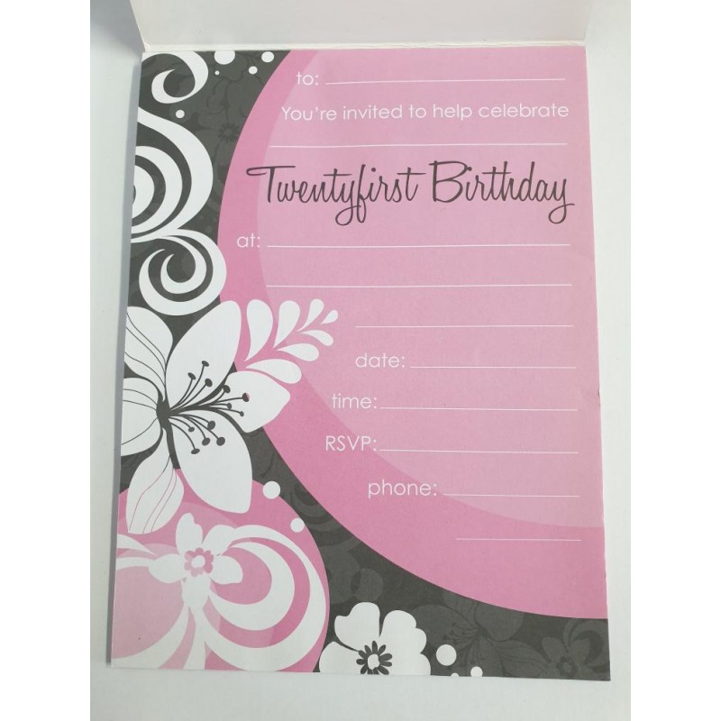 Invitations for 21st Birthday Pads (Pink)