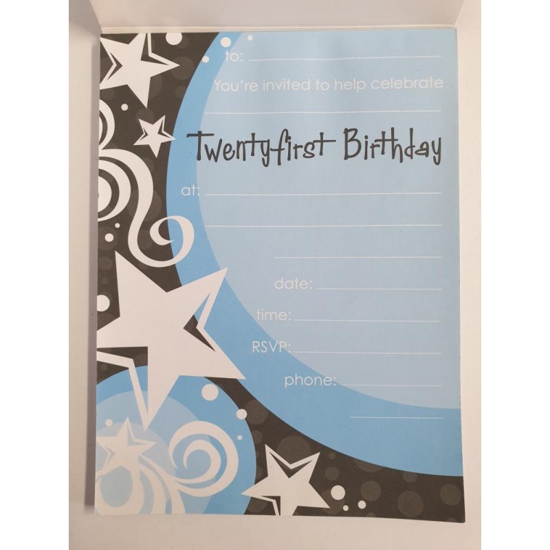 Invitations for 21st Birthday Pad (Blue)