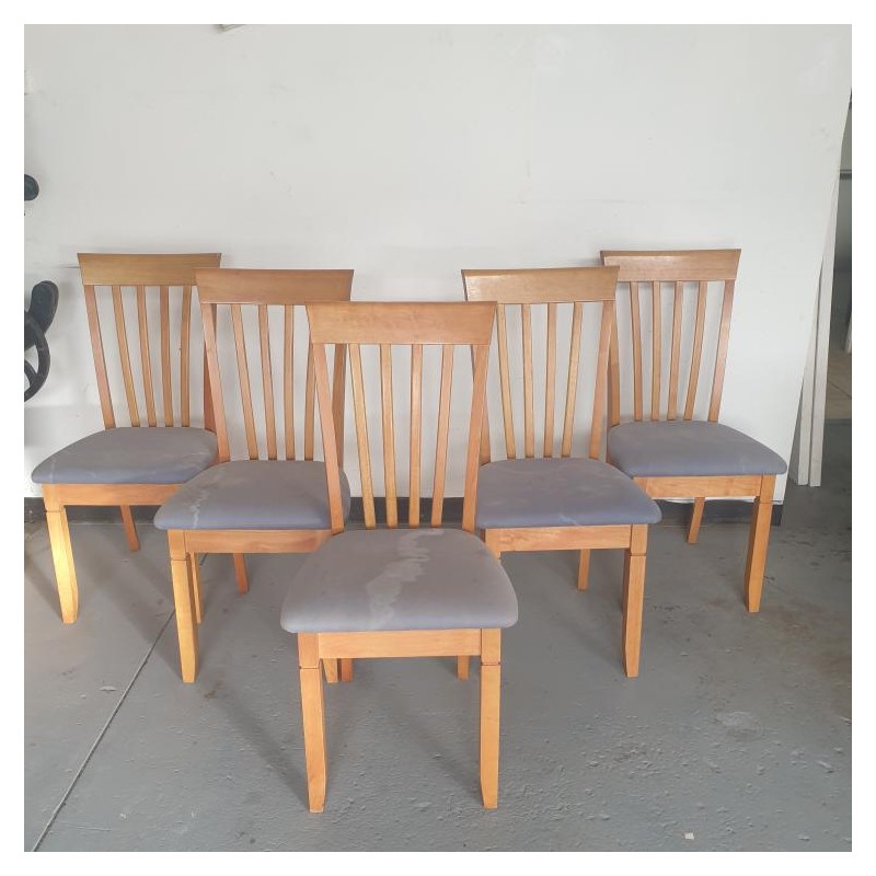 Set of 5 Solid Wooden Chairs