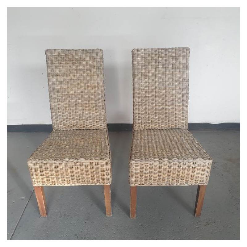 Highback Rattan Chairs - Set of 2