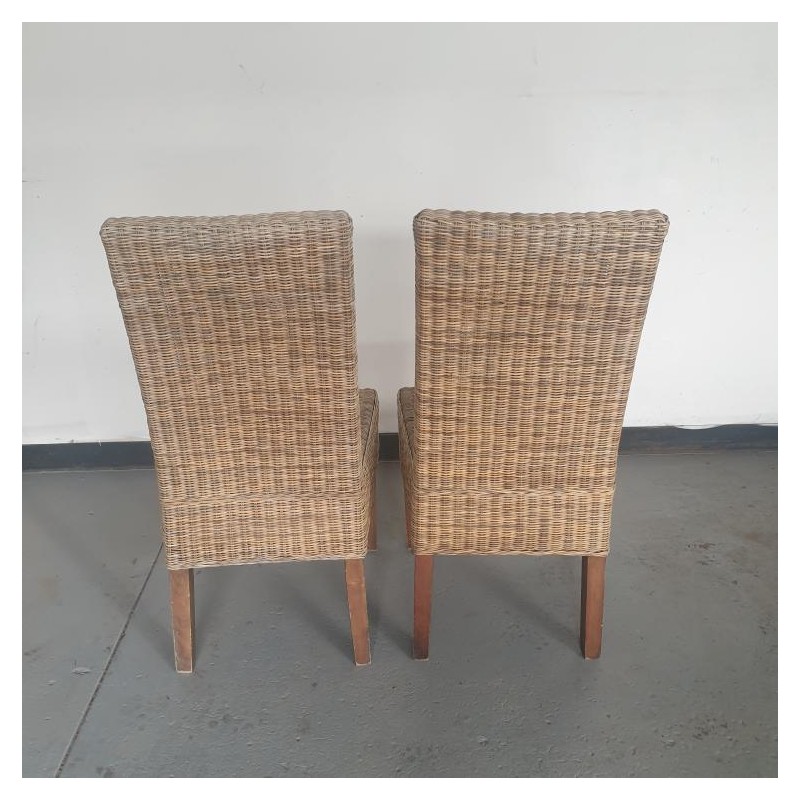 Highback Rattan Chairs - Set of 2
