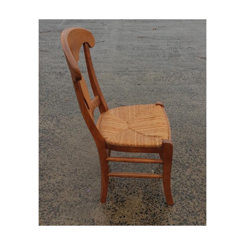 Set of 4 Woven Rush Seat Dining Chairs