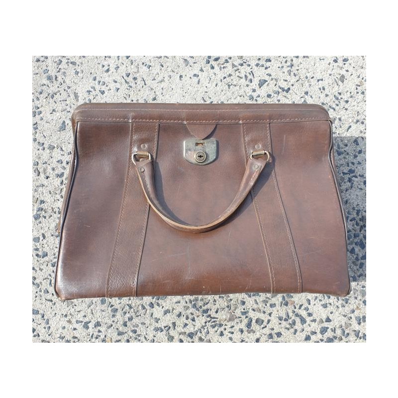 Vintage Brown Leather Gladstone Bag